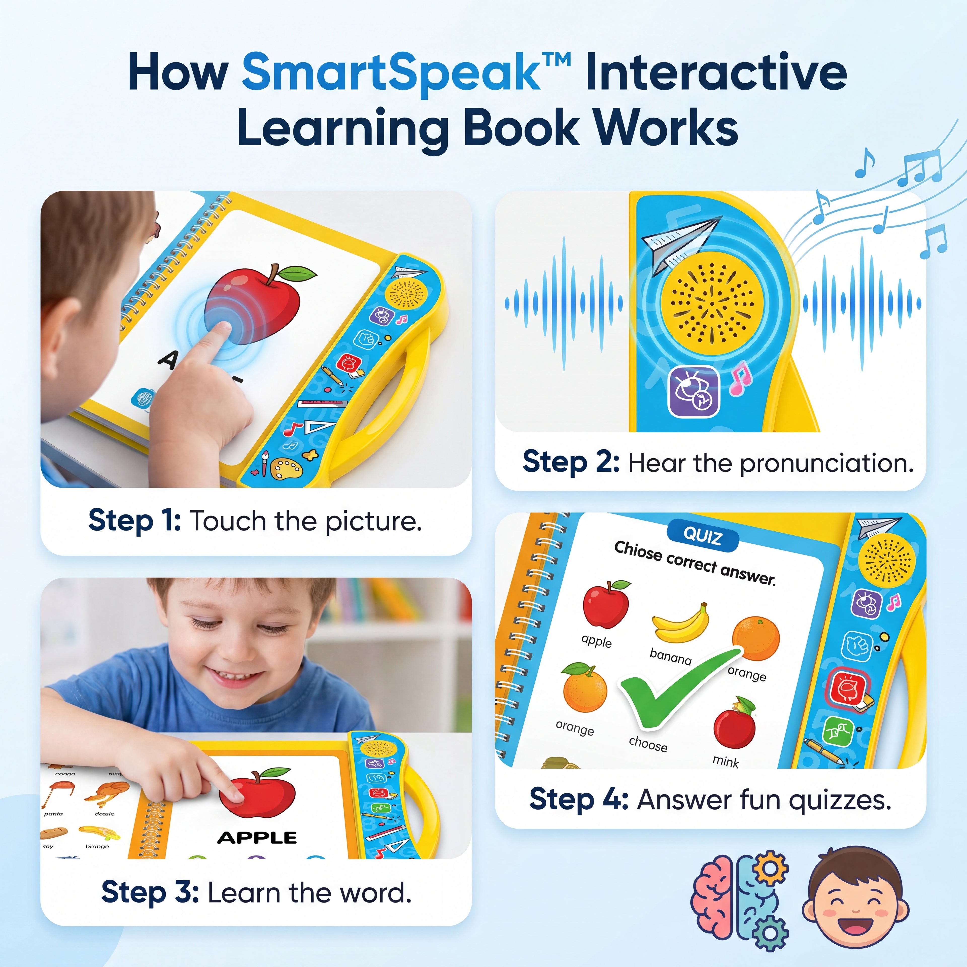 Interactive Talking Learning Book for Toddlers (Ages 3+)